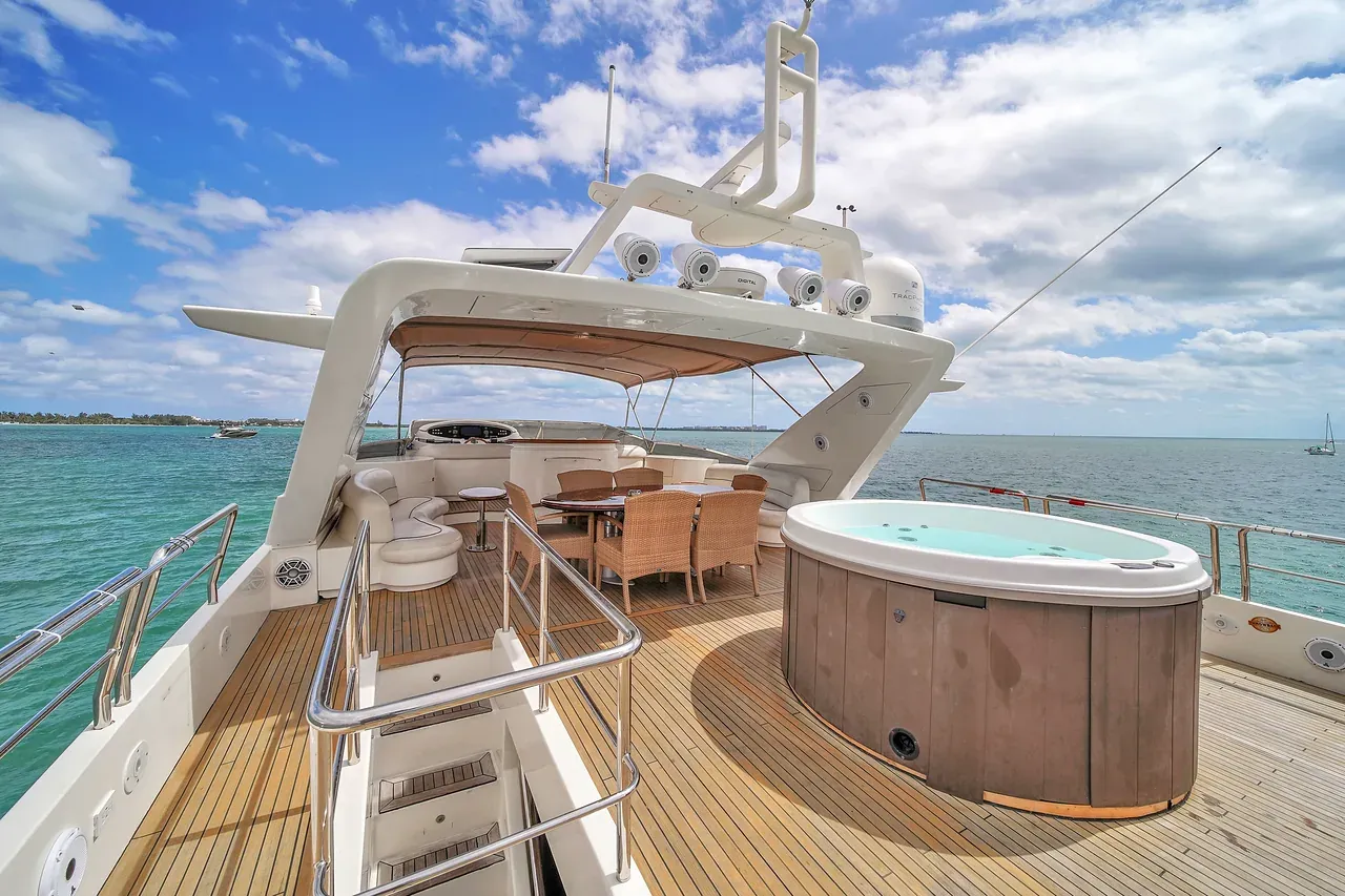 Open yacht deck with a private spa and sea view